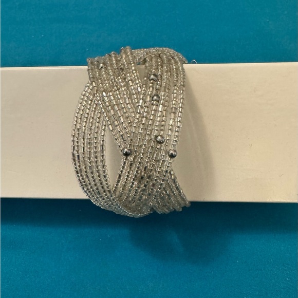 *5 for $20; Silver Intricately Woven Bracelet with Sculptural Design - Picture 2 of 3